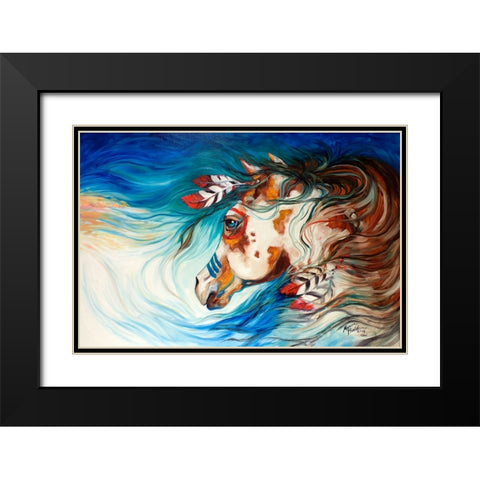 The Drifter Indian War Horse Black Modern Wood Framed Art Print with Double Matting by Baldwin, Marcia