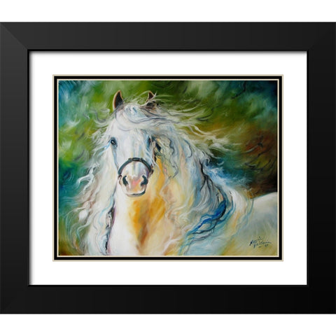 White Cloud The Andlusian Stallion Black Modern Wood Framed Art Print with Double Matting by Baldwin, Marcia