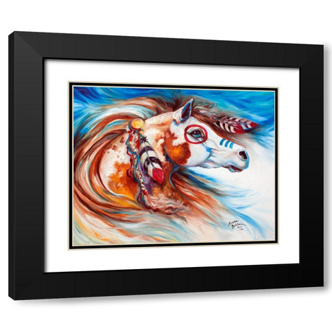 Wind Of Thunder Indian War Horse Black Modern Wood Framed Art Print with Double Matting by Baldwin, Marcia