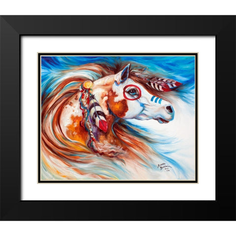 Wind Of Thunder Indian War Horse Black Modern Wood Framed Art Print with Double Matting by Baldwin, Marcia