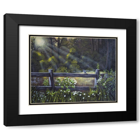 Little Blue Bird Black Modern Wood Framed Art Print with Double Matting by Harvill, Marc