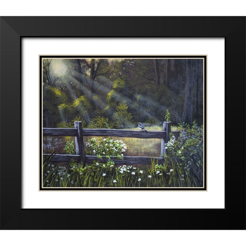 Little Blue Bird Black Modern Wood Framed Art Print with Double Matting by Harvill, Marc