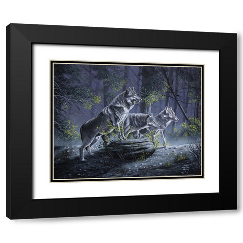 Wolf Pack Black Modern Wood Framed Art Print with Double Matting by Harvill, Marc