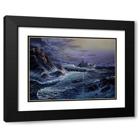 Escanada 907 Coast Guard Ship Black Modern Wood Framed Art Print with Double Matting by Harvill, Marc