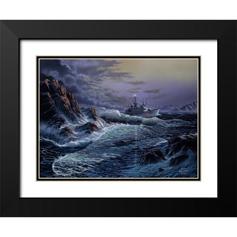 Escanada 907 Coast Guard Ship Black Modern Wood Framed Art Print with Double Matting by Harvill, Marc