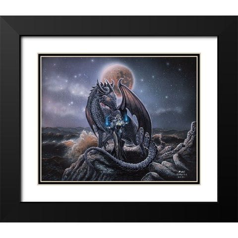 Sorcerous and Blood Moon Dragon Black Modern Wood Framed Art Print with Double Matting by Harvill, Marc