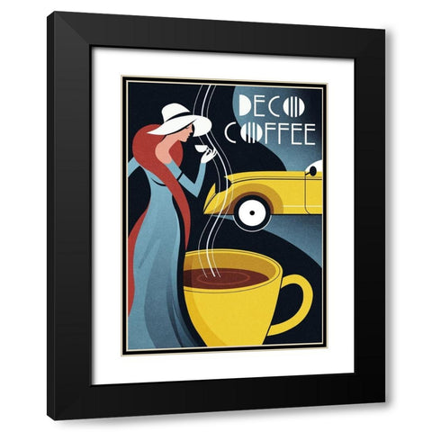 Art Deco Coffee Black Modern Wood Framed Art Print with Double Matting by Wickstrom, Martin