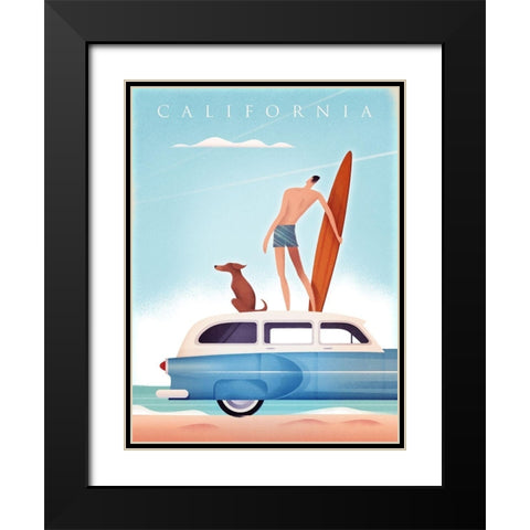 California Surfing Black Modern Wood Framed Art Print with Double Matting by Wickstrom, Martin