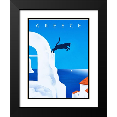 Greece Black Modern Wood Framed Art Print with Double Matting by Wickstrom, Martin