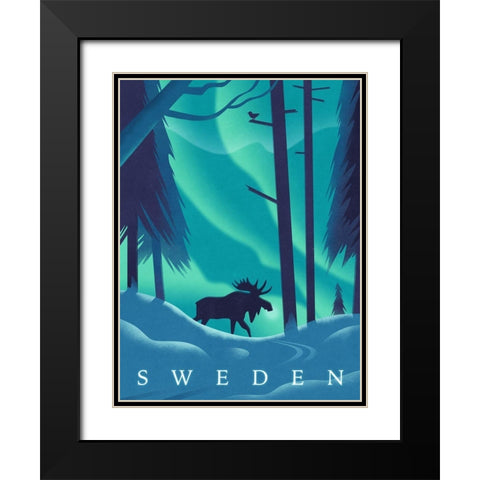 Sweden Black Modern Wood Framed Art Print with Double Matting by Wickstrom, Martin
