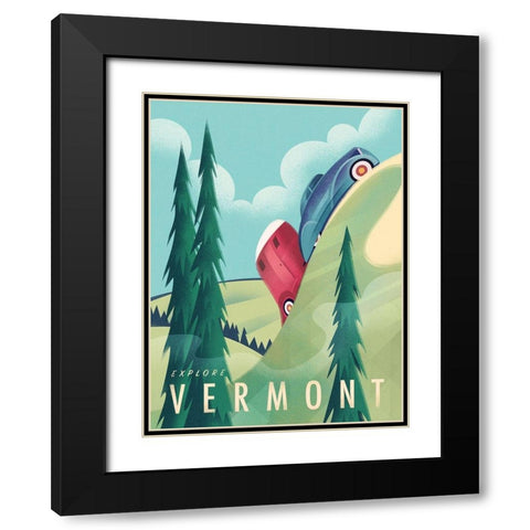 Vermont Camping Black Modern Wood Framed Art Print with Double Matting by Wickstrom, Martin