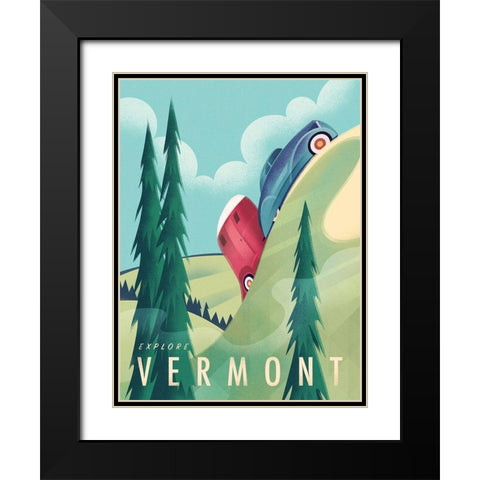 Vermont Camping Black Modern Wood Framed Art Print with Double Matting by Wickstrom, Martin
