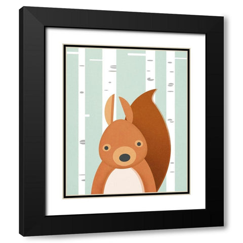Squirrel Black Modern Wood Framed Art Print with Double Matting by Wickstrom, Martin