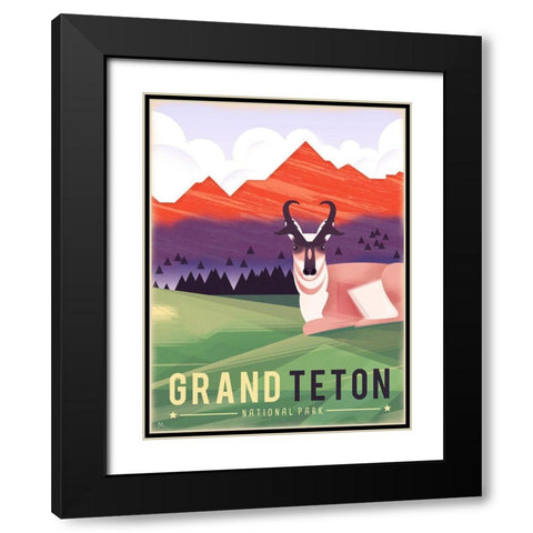 Grand Teton Black Modern Wood Framed Art Print with Double Matting by Wickstrom, Martin