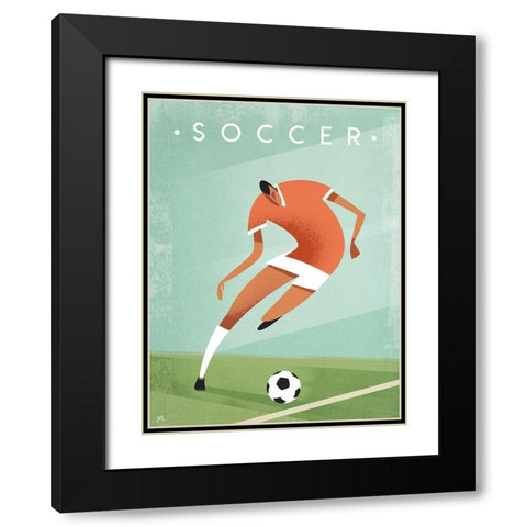 Vintage Soccer Black Modern Wood Framed Art Print with Double Matting by Wickstrom, Martin