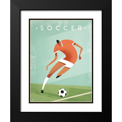 Vintage Soccer Black Modern Wood Framed Art Print with Double Matting by Wickstrom, Martin