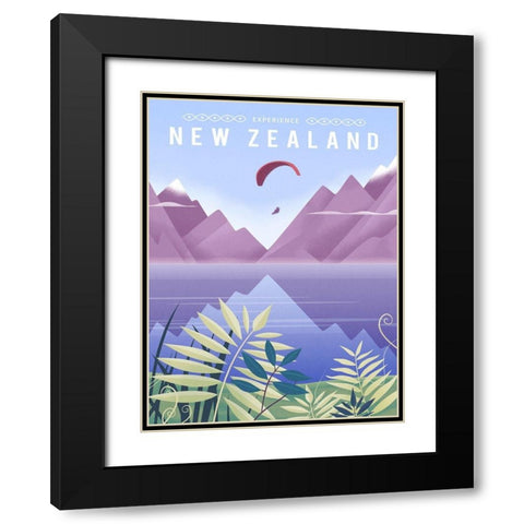 New Zealand Black Modern Wood Framed Art Print with Double Matting by Wickstrom, Martin