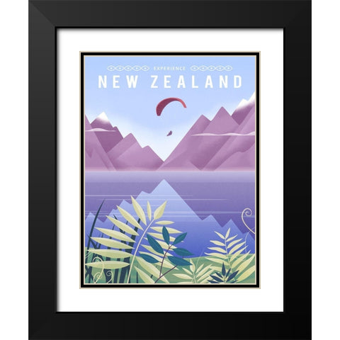 New Zealand Black Modern Wood Framed Art Print with Double Matting by Wickstrom, Martin