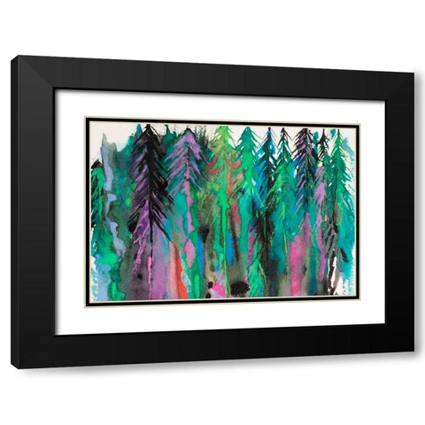 Colorful Forest Black Modern Wood Framed Art Print with Double Matting by Wickstrom, Martin