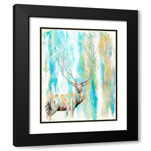 Deer Tree Black Modern Wood Framed Art Print with Double Matting by Wickstrom, Martin