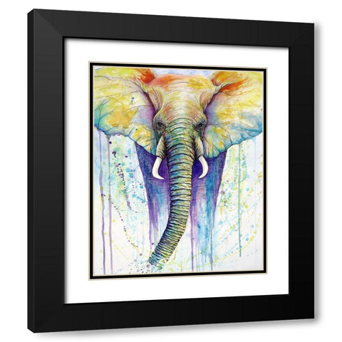 Elephant Colors Black Modern Wood Framed Art Print with Double Matting by Wickstrom, Martin