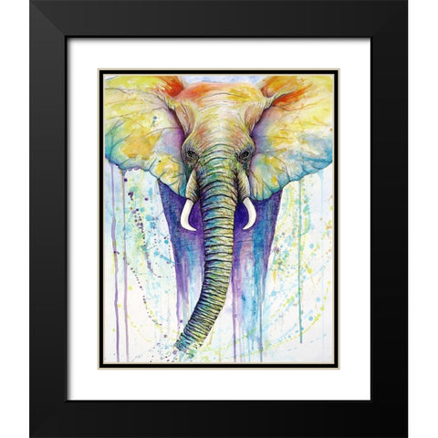 Elephant Colors Black Modern Wood Framed Art Print with Double Matting by Wickstrom, Martin
