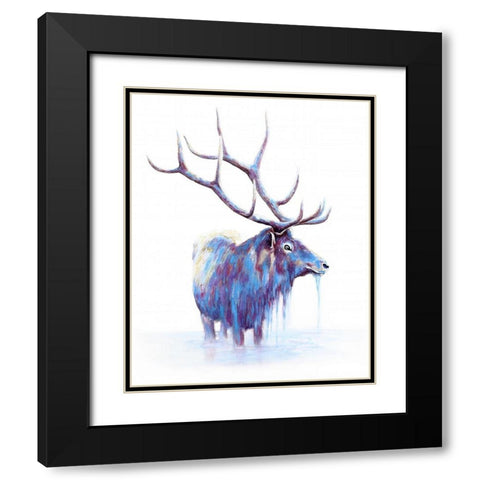 Elk in Water Black Modern Wood Framed Art Print with Double Matting by Wickstrom, Martin