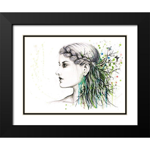 Forest Lover Girl Portrait Black Modern Wood Framed Art Print with Double Matting by Wickstrom, Martin