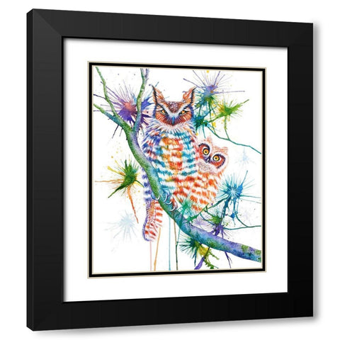 Momma and Baby Owl Black Modern Wood Framed Art Print with Double Matting by Wickstrom, Martin