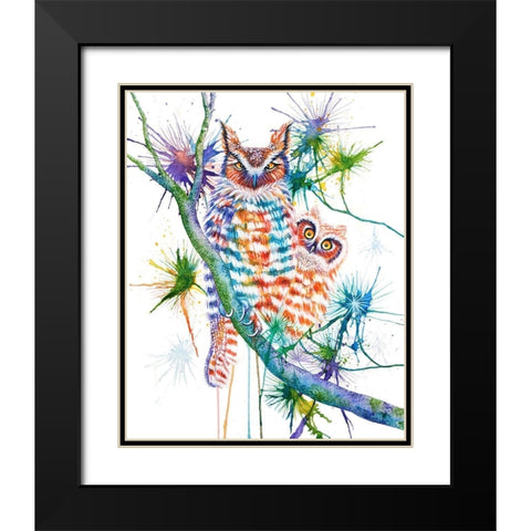 Momma and Baby Owl Black Modern Wood Framed Art Print with Double Matting by Wickstrom, Martin