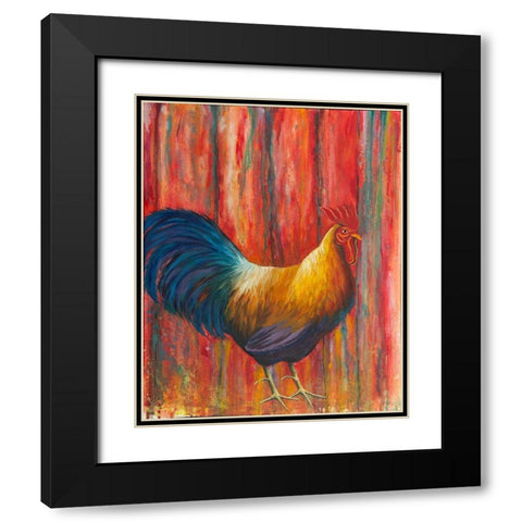 Mr. Rooster Black Modern Wood Framed Art Print with Double Matting by Wickstrom, Martin