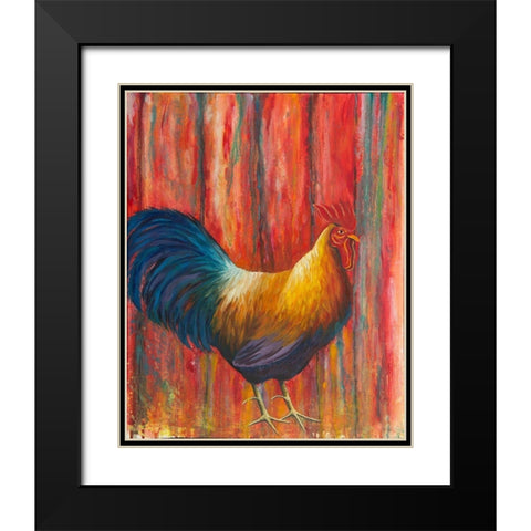 Mr. Rooster Black Modern Wood Framed Art Print with Double Matting by Wickstrom, Martin