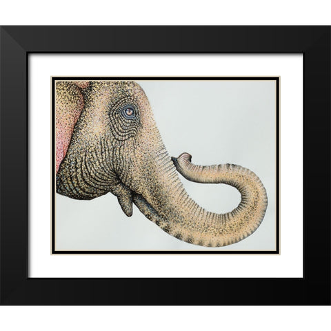 Spotted Asian Elephant 2 Black Modern Wood Framed Art Print with Double Matting by Wickstrom, Martin