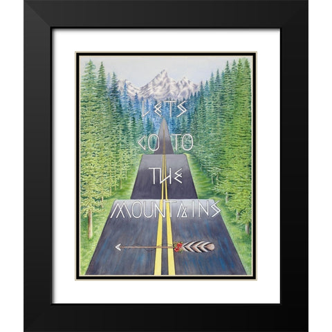 Mountain Travel Quote Black Modern Wood Framed Art Print with Double Matting by Wickstrom, Martin