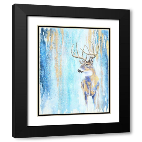 Winter Buck Black Modern Wood Framed Art Print with Double Matting by Wickstrom, Martin