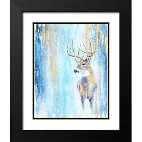 Winter Buck Black Modern Wood Framed Art Print with Double Matting by Wickstrom, Martin