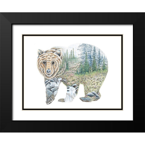 Scenic Bear Black Modern Wood Framed Art Print with Double Matting by Wickstrom, Martin