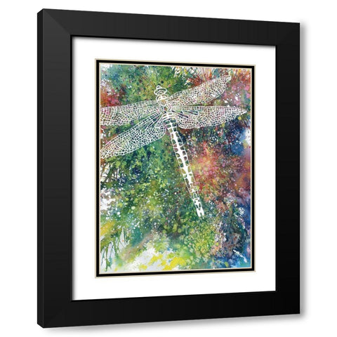 Dragonfly Black Modern Wood Framed Art Print with Double Matting by Wickstrom, Martin