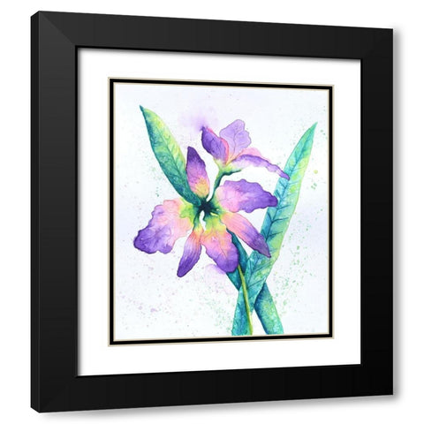 Purple Orchid Black Modern Wood Framed Art Print with Double Matting by Wickstrom, Martin