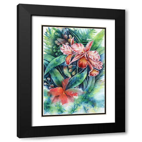 Red Orchid Black Modern Wood Framed Art Print with Double Matting by Wickstrom, Martin