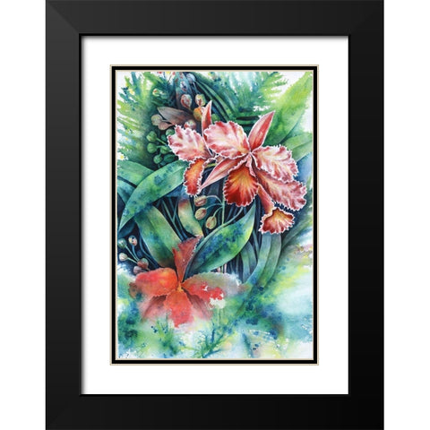 Red Orchid Black Modern Wood Framed Art Print with Double Matting by Wickstrom, Martin