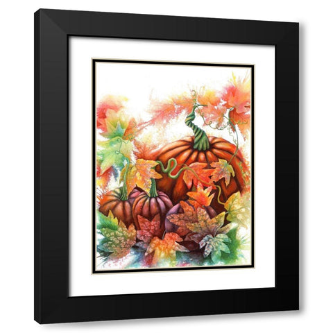 Autumn Pumpkins Black Modern Wood Framed Art Print with Double Matting by Wickstrom, Martin