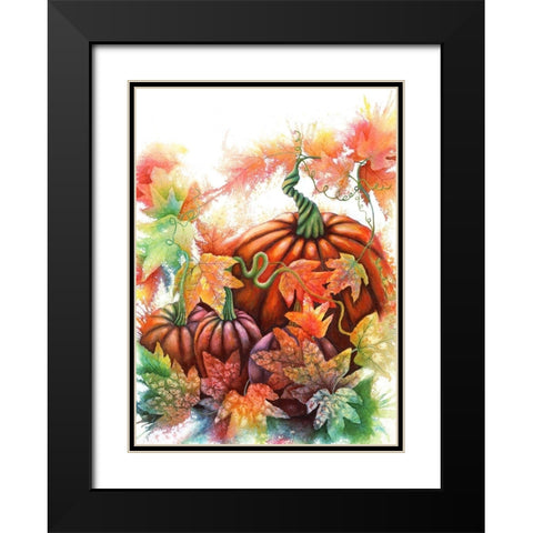 Autumn Pumpkins Black Modern Wood Framed Art Print with Double Matting by Wickstrom, Martin