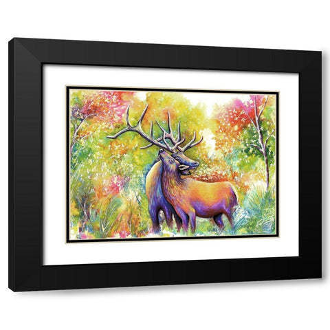 Elk Love Black Modern Wood Framed Art Print with Double Matting by Wickstrom, Martin