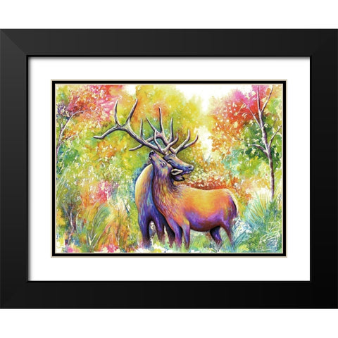 Elk Love Black Modern Wood Framed Art Print with Double Matting by Wickstrom, Martin