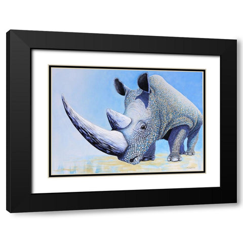 Rhino Black Modern Wood Framed Art Print with Double Matting by Wickstrom, Martin