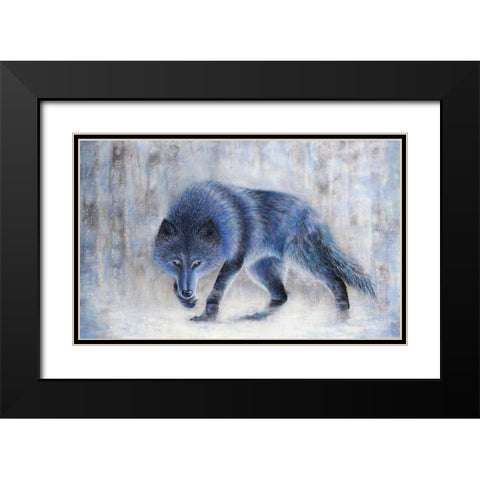Wolf Black Modern Wood Framed Art Print with Double Matting by Wickstrom, Martin