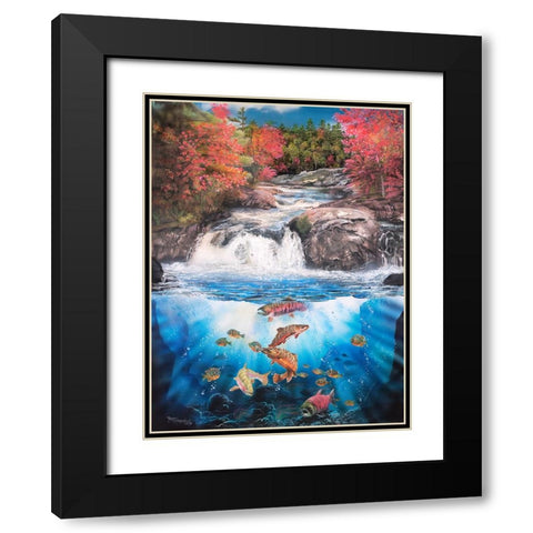 Fish Falls Black Modern Wood Framed Art Print with Double Matting by Murray Henderson Fine Art