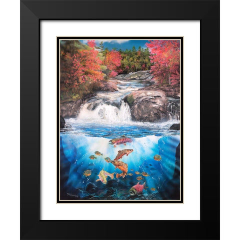 Fish Falls Black Modern Wood Framed Art Print with Double Matting by Murray Henderson Fine Art
