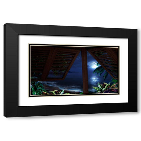 Tropical Dream Moon View Black Modern Wood Framed Art Print with Double Matting by Murray Henderson Fine Art